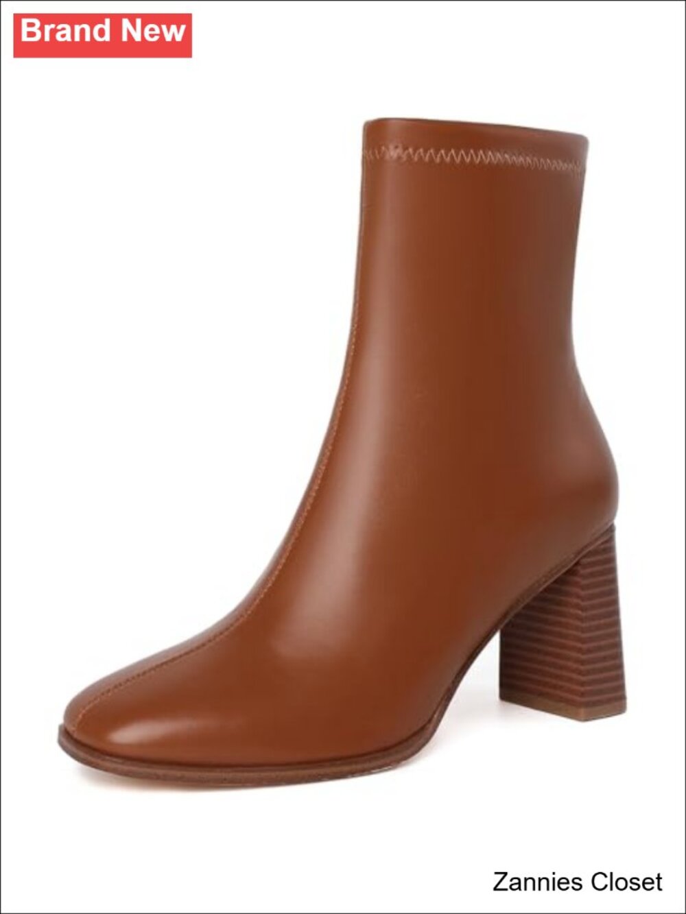 ✨ Square Toe Ankle Boots Women Faux Leather Side Zipper Chunky Block Heel
